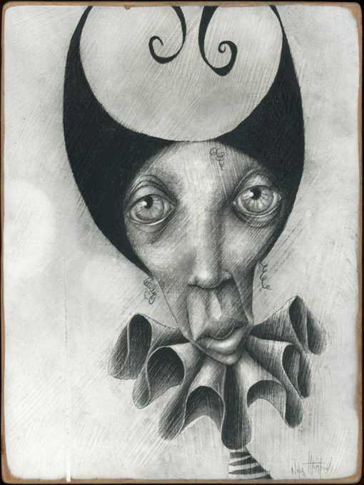 Nora_Thompson-Madame_Vates-Charcoal_and_Gesso_on_Wood_Panel-12x16
