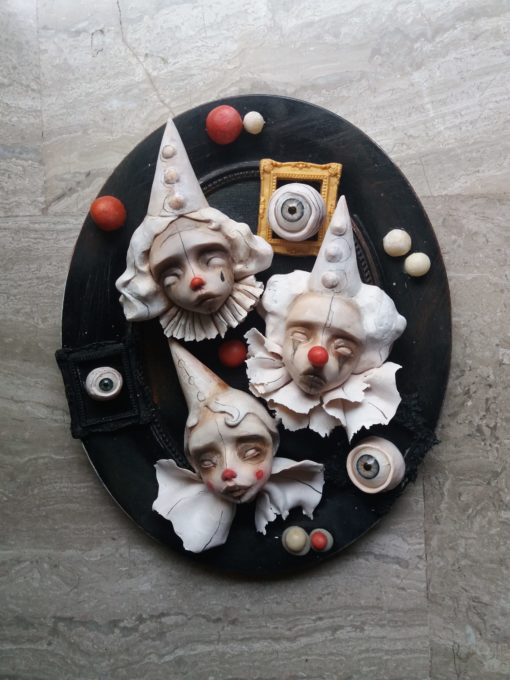 Sophia_Paraskevopoulou-Twisted_Harlequins-Polymer_Clay_Gesso_Acrylics_Graphite